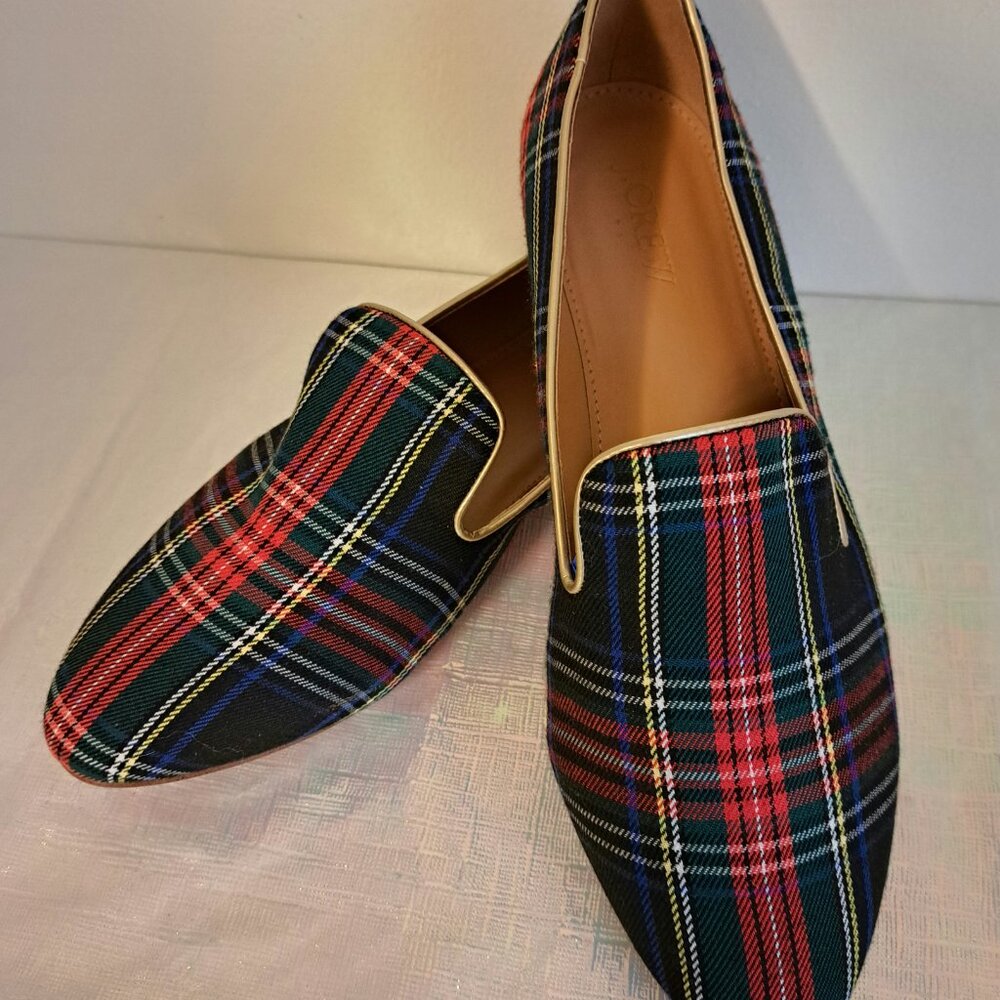 J. Crew Plaid Flats in Red and Blue